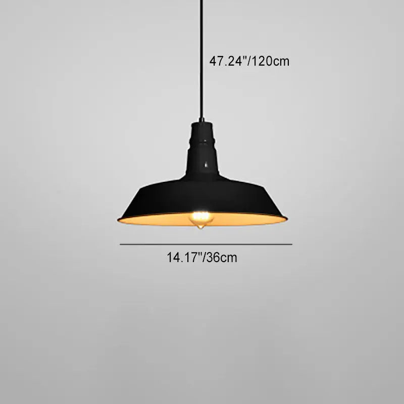 Contemporary Industrial Round Iron 1-light Pendant Light for Living Room Lumendat