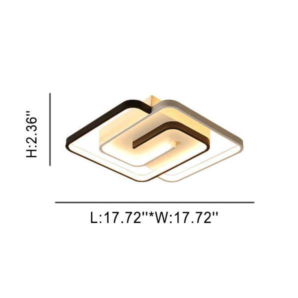 Modern Creative Square Ring Aluminum LED Semi-Flush Mount Ceiling Light Lumendat