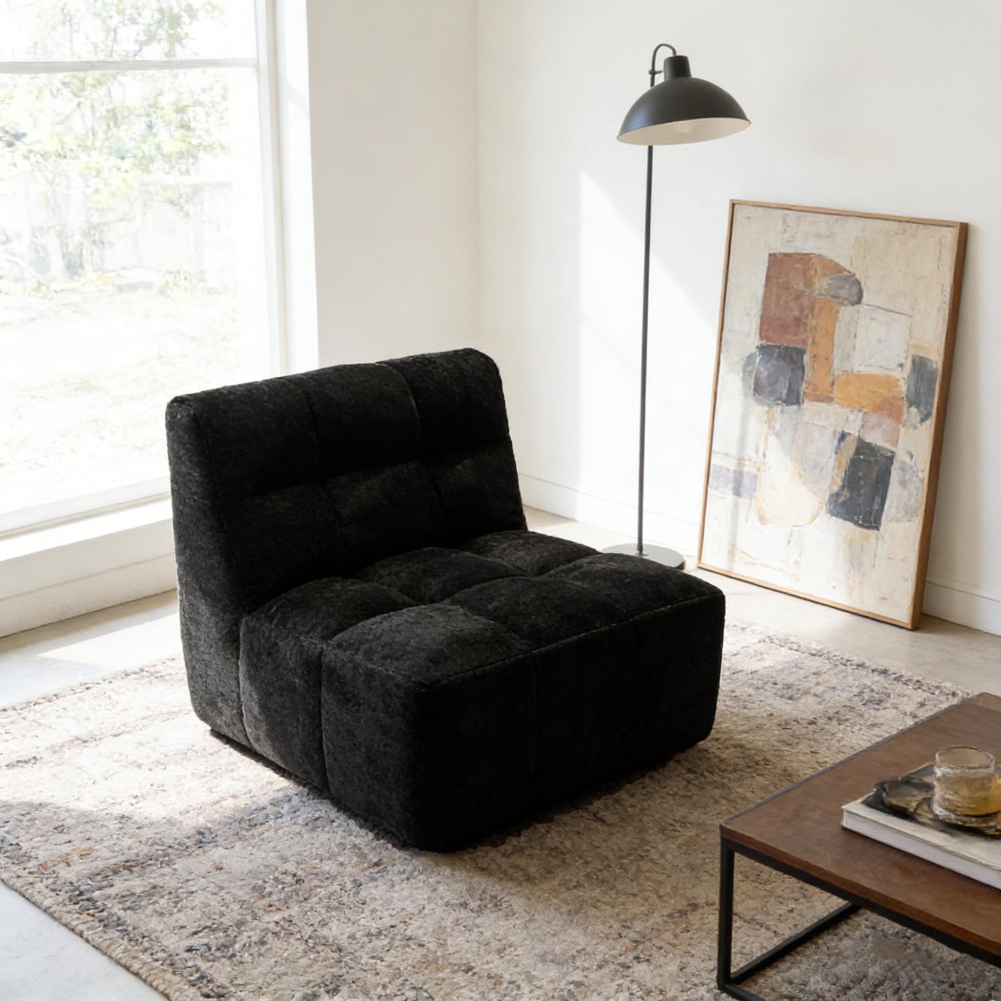 Modern Minimalist Chenille Compression Sofa - Frame-Free High Resilience Foam Portable Couch In Single & Loveseat Options For Living Room Lumendat