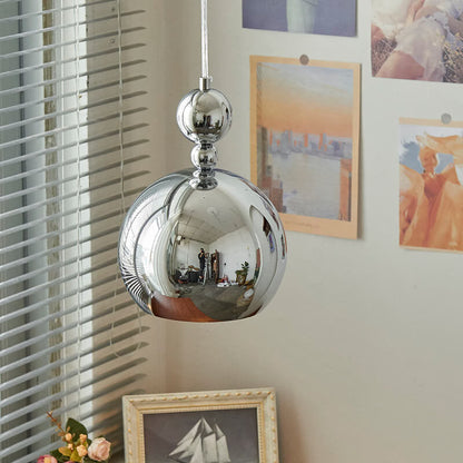 Vintage Chrome Dome Metal 1-light Pendant Light