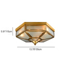 Traditional European Polygonal All Copper Glass 3/4 Light Flush Mount Ceiling Light For Living Room Lumendat