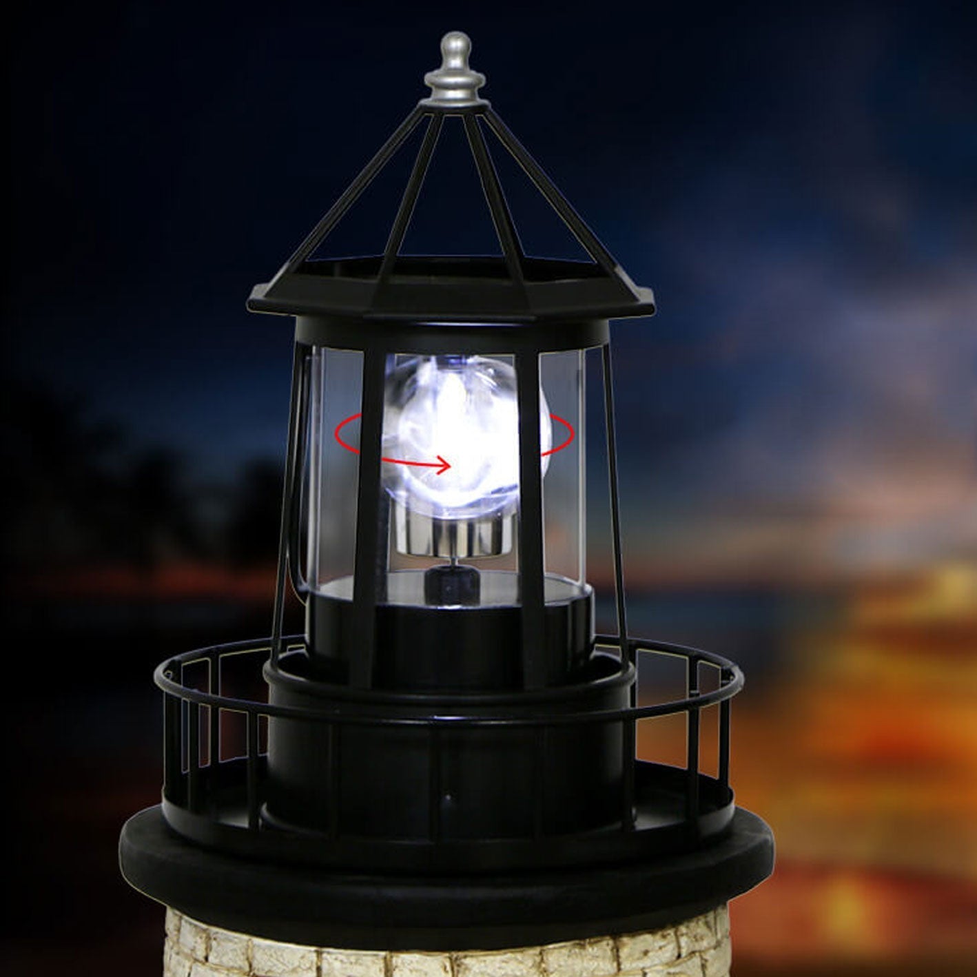 Creative Solar Rotating Tower Resin Hardware LED Garden Decoration Landscape Light Lumendat