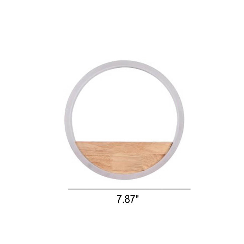 Creative Solid Wood Acrylic Storage Decoration Round LED Wall Sconce Lamp Lumendat