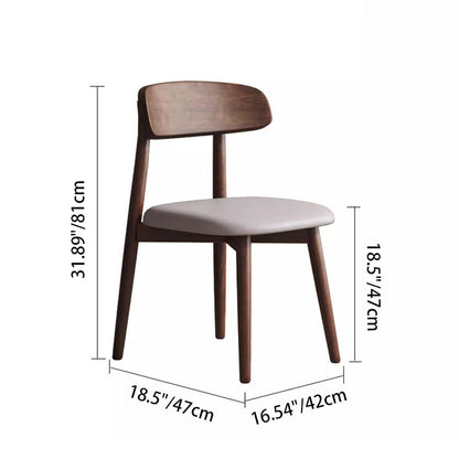 Traditional Vintage Square Rubberwood Solid Wood PU Leather Foam Sponge Armless Dining Chair For Dining Room