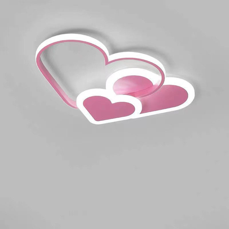 Contemporary Scandinavian Heart Shape Acrylic Metal LED Flush Mount Ceiling Light for Bedroom