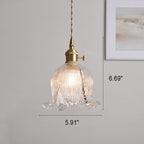 Vintage Nordic Brass Glass Bell Flower 1-light Pendant Light