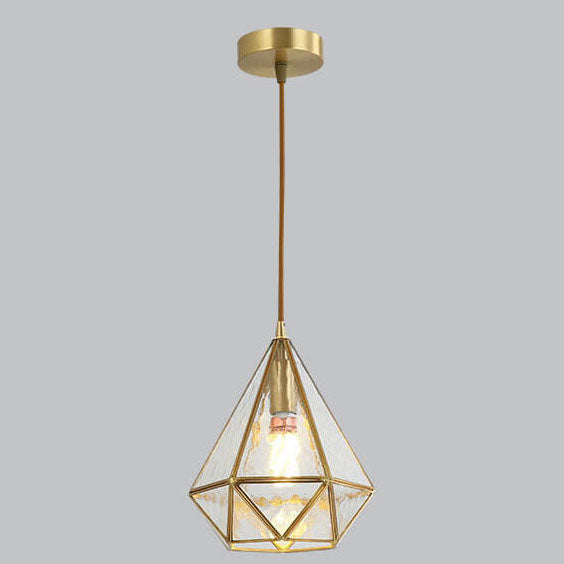 Modern Colorful Water-grain Glass 1-light Diamond Shaped Pendant Light