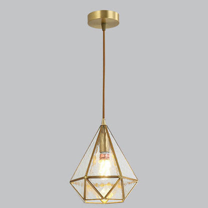 Modern Colorful Water-grain Glass 1-light Diamond Shaped Pendant Light