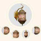 Southeast Asian Style Hollow Iron Pink 1-Light Wall Sconce Lamp Lumendat