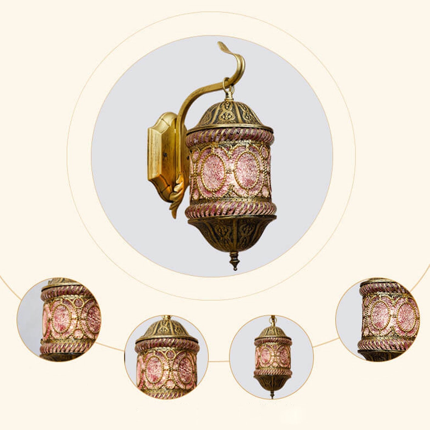 Southeast Asian Style Hollow Iron Pink 1-Light Wall Sconce Lamp Lumendat