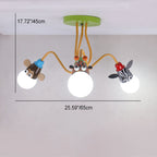 Lumendat Contemporary Creative Acrylic Cartoon Animal Hardware Frame 3-Light Kids Flush Mount Ceiling Light For Bedroom Lumendat