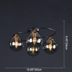 Modern Mid-Century Iron Frame Magic Bean Glass Shade 4/6-Light Semi-Flush Mount Ceiling Light For Living Room Lumendat