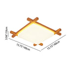 Traditional Japanese Wood Acrylic Square Tatami LED Flush Mount Ceiling Light for Bedroom BulbSquare