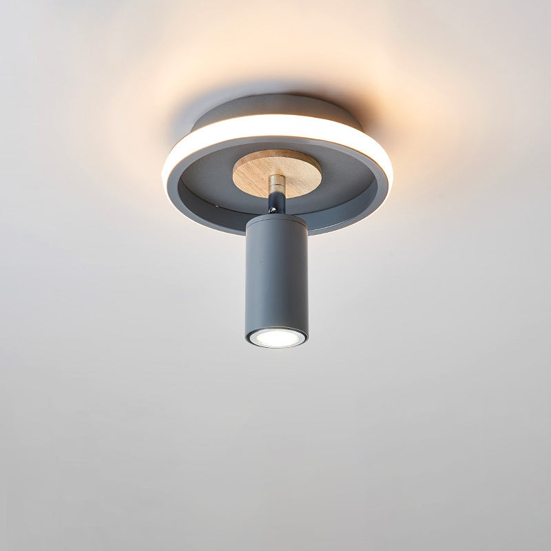 Contemporary Industrial Iron Barrel Spotlight 1-light Flush Mount Light