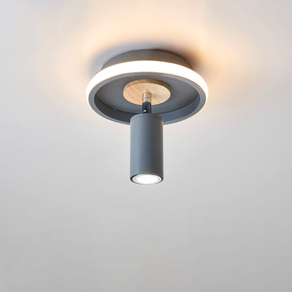 Contemporary Industrial Iron Barrel Spotlight 1-light Flush Mount Light