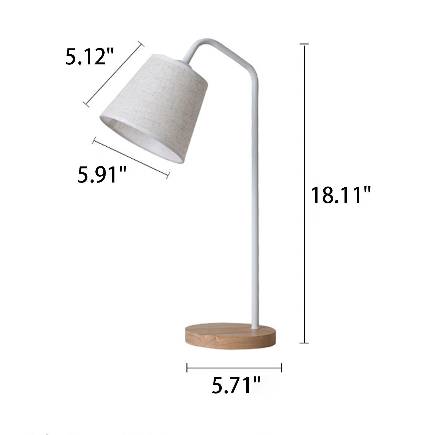 Nordic Minimalist Cone Linen Shade Wood Base 1-Light Table Lamp Lumendat