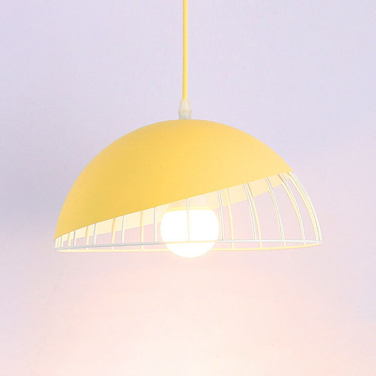 Nordic Macaron Aluminum 1-light Wire Dome Cage Pendant Light