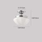 Traditional French Iron Glass Hemispheroid Ripple 1-light Semi-flush Mount Ceiling Light for Hallway