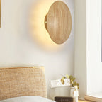 Wooden 1-Light Circle LED Wall Sconce Lamp