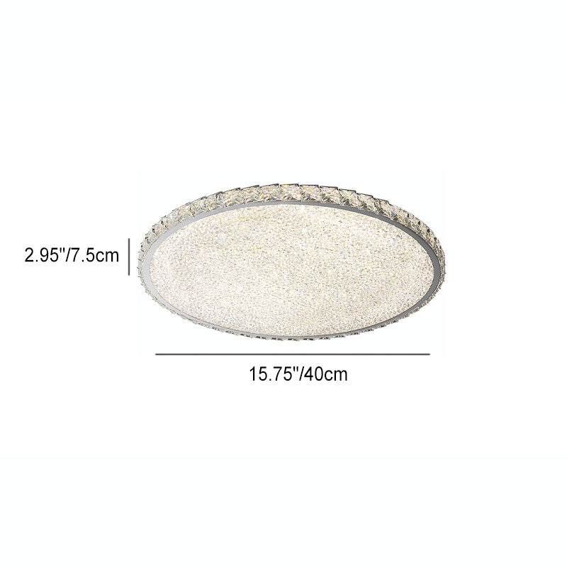 Modern Luxury Stainless Steel Crystal Round Square Rectangular LED Flush Mount Ceiling Light For Living Room Lumendat