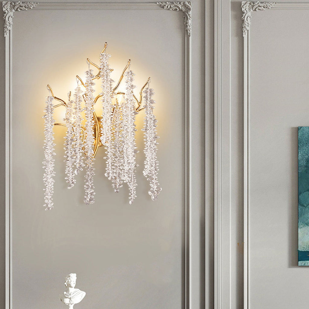 Modern Light Luxury Tree Branch Crystal 3-Light Wall Sconce Lamp Lumendat