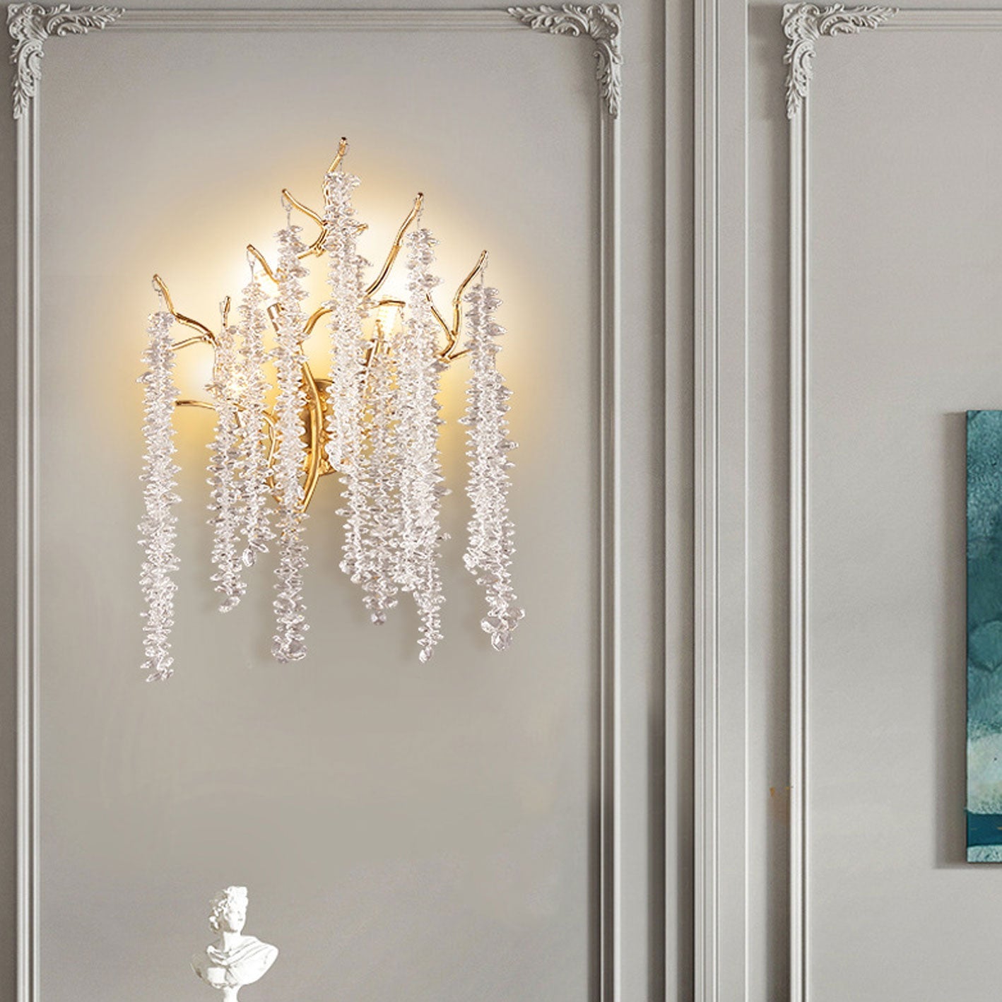 Modern Light Luxury Tree Branch Crystal 3-Light Wall Sconce Lamp Lumendat