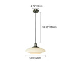 French Modern Cream Oval Glass Metal 1-light Pendant Light