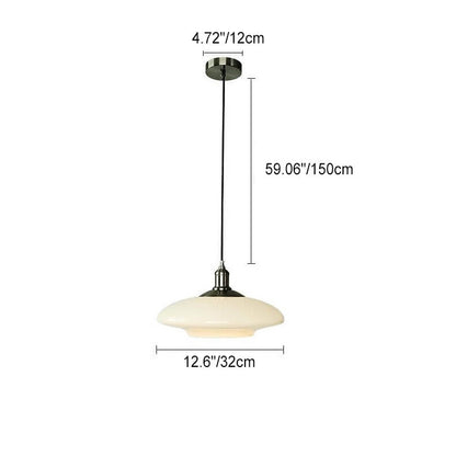 French Modern Cream Oval Glass Metal 1-light Pendant Light
