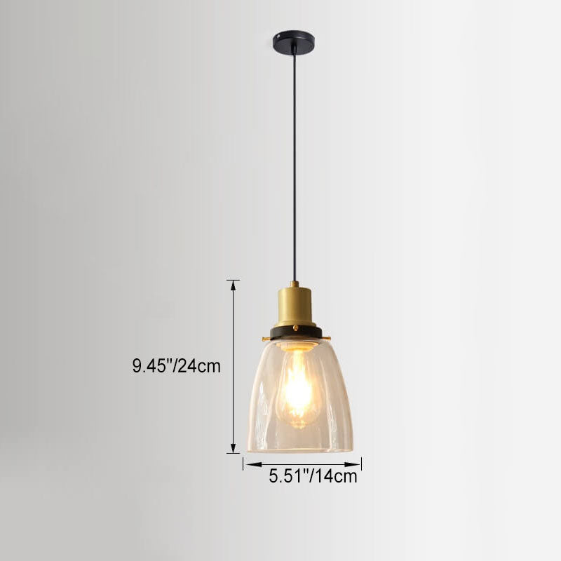 Vintage Minimalist Semi-circular Cone Cup Iron Glass 1-light Pendant Light BulbSquare