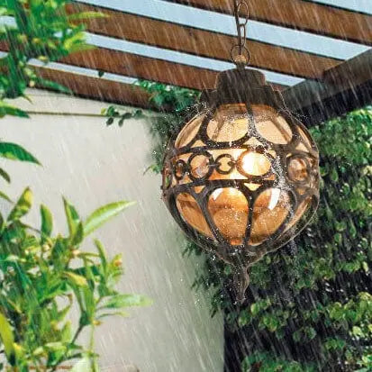 Retro Industrial Globe Shape 1-light Outdoor Waterproof Pendant Light Lumendat