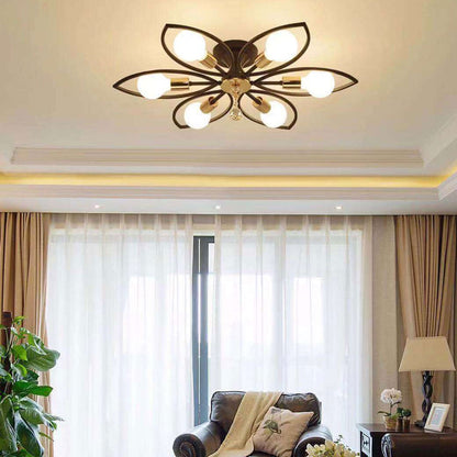 Nordic Light Luxury Wrought Iron Crystal 6/8-light Flush Mount Ceiling Light