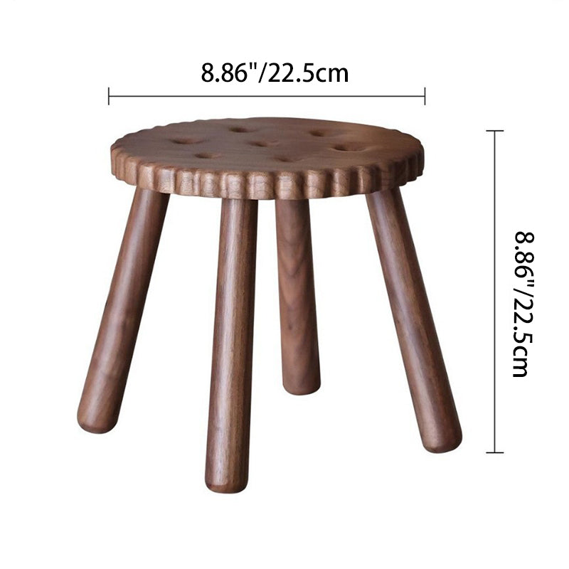 Lumendat Contemporary Creative Round Cookie-Shaped Black Walnut Solid Wood Kids Low Stool For Living Room Lumendat