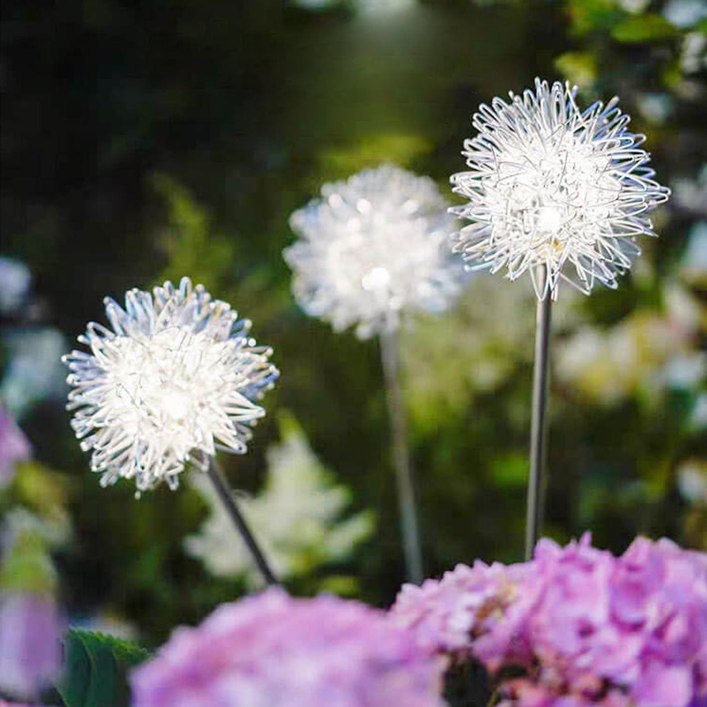 Solar Dandelion Aluminum Wire Globe Light LED Outdoor Waterproof Luminous Garden Insert Ground Landscape Light Lumendat