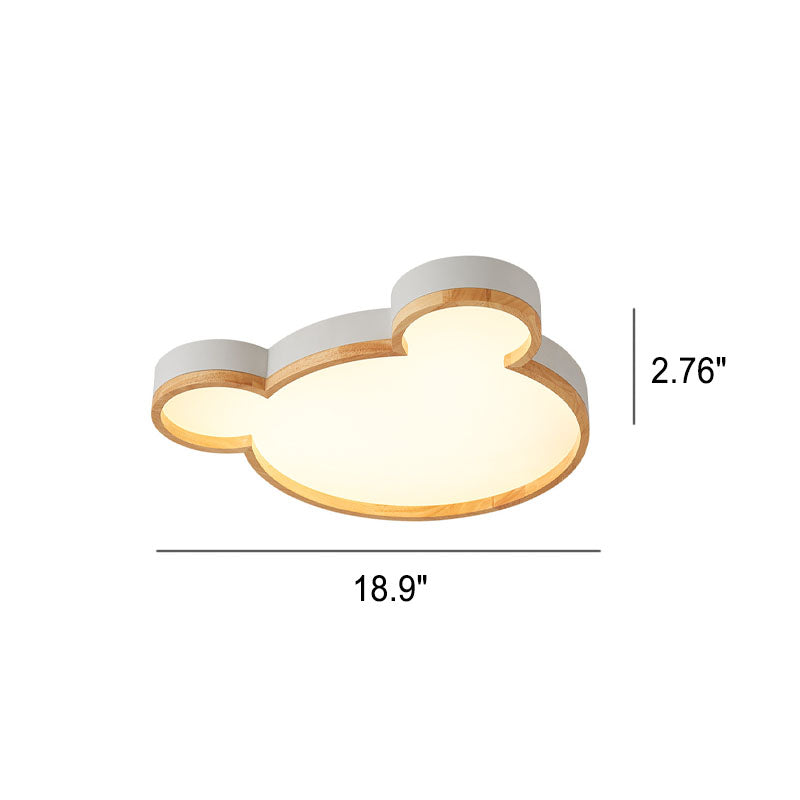 Lumendat Nordic Wood Bear Shape LED Kids Flush Mount Ceiling Light Lumendat
