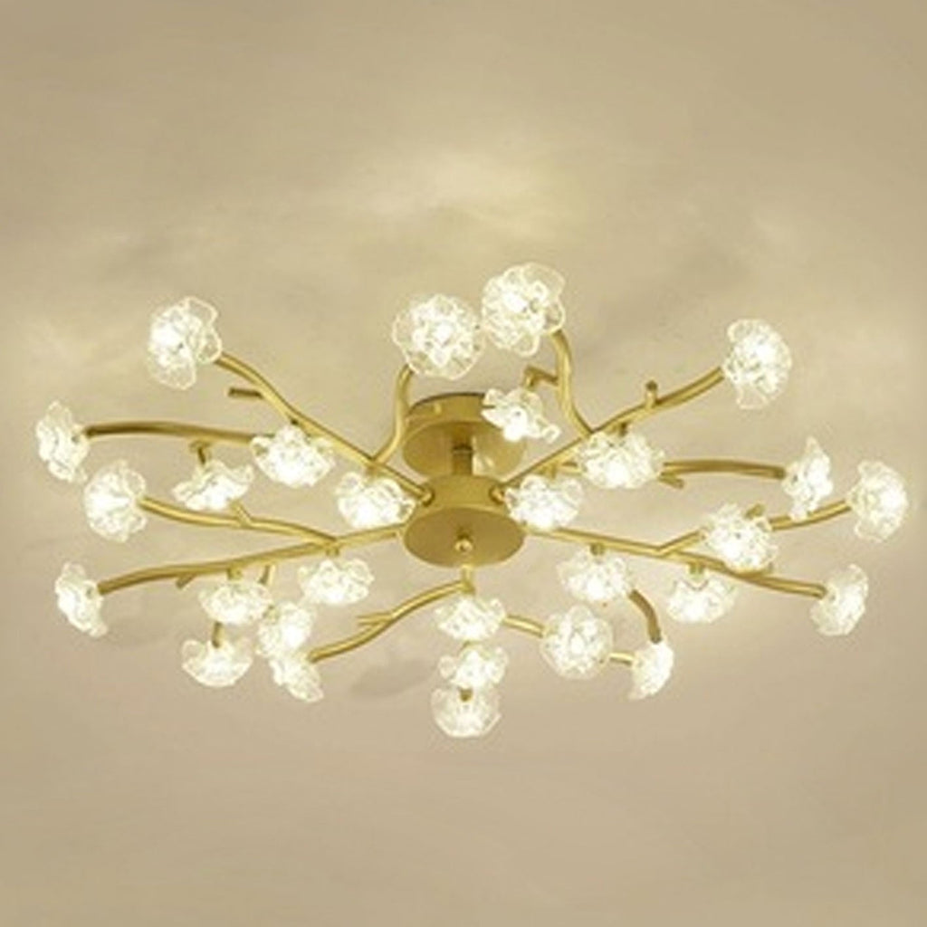 Nordic Creative Plum Blossom Tree Branch LED Semi-flush Mount Ceiling Light