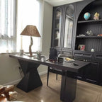 Modern Minimalist Oak & Acrylic Rectangular Desk With Wireless Charging And Outlet For Bedroom & Home Office Lumendat