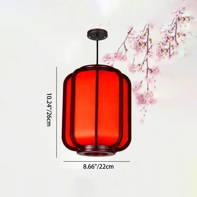 Modern Chinese Faux Sheepskin Wooden Lantern 1-light Pendant Light Lumendat