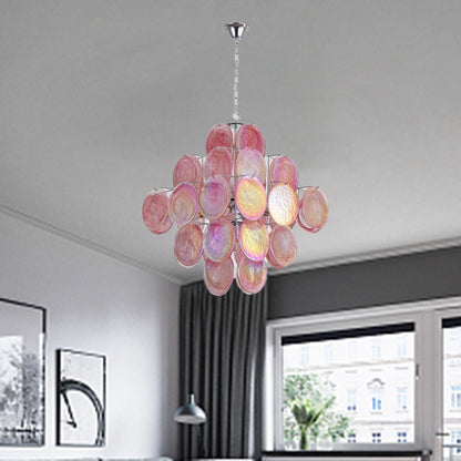 Traditional French Flower Shaped Iron Glass 5/9/12 Light Chandelier for Living Room