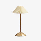 Contemporary Scandinavian Rechargeable Iron Fabric Conic Pleated 1-Light Table Lamp For Bedside Lumendat