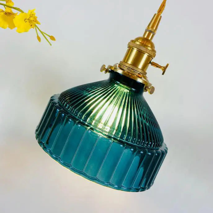 Nordic Stained Glass Dome Brass 1-light Pendant Light Lumendat