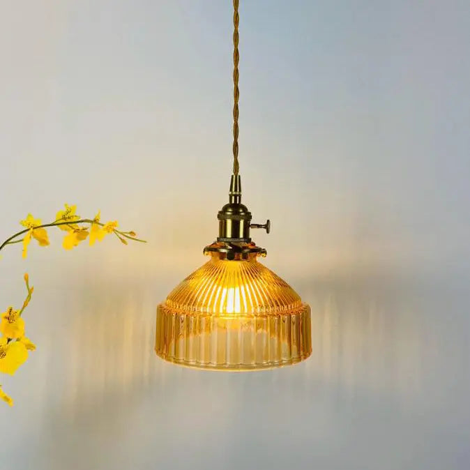 Nordic Stained Glass Dome Brass 1-light Pendant Light modern luxury lighting fixture