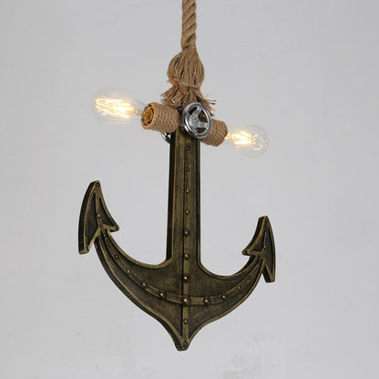Industrial Iron Retro Anchor Shape 2-Light Pendant Light