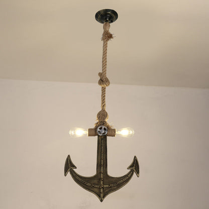 Industrial Iron Retro Anchor Shape 2-Light Pendant Light