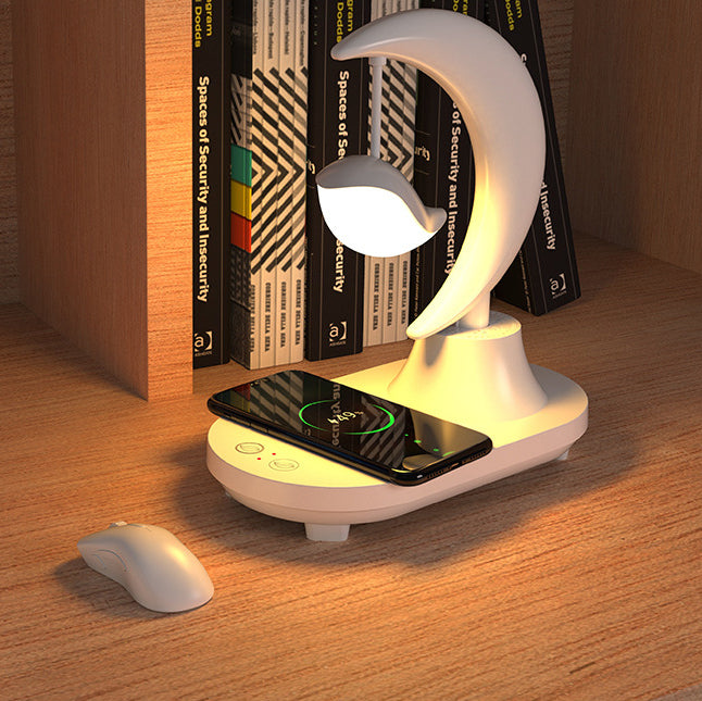 Modern Art Deco ABS Moon Shape Bluetooth Speaker Night Light LED Table Lamp Lumendat