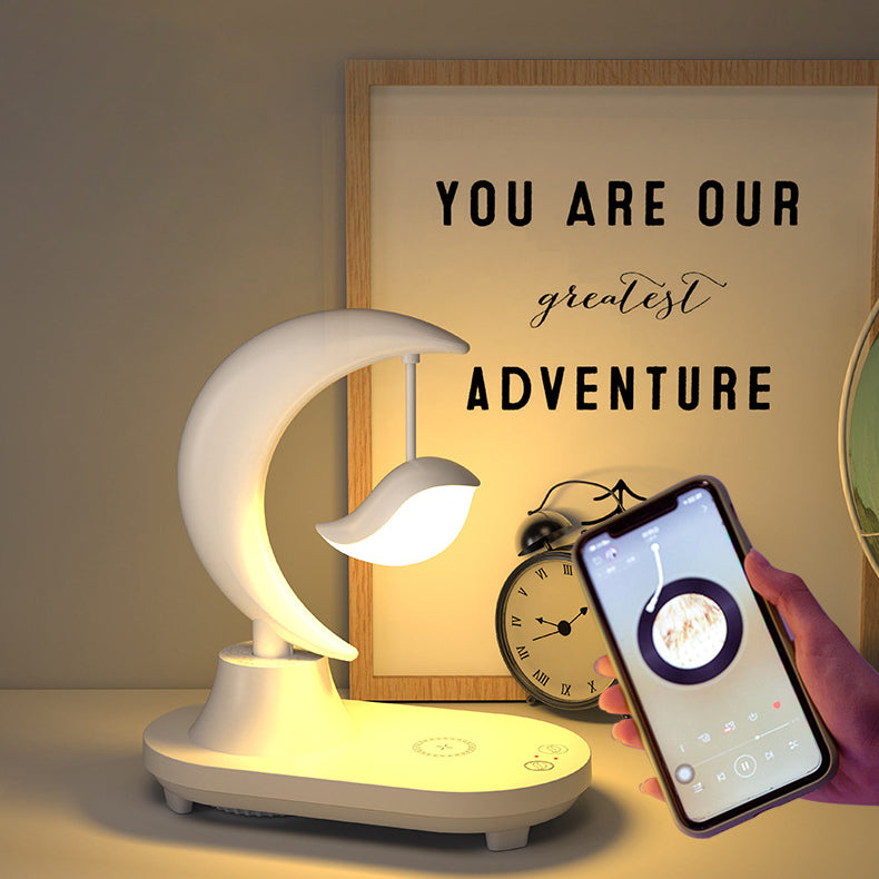 Modern Art Deco ABS Moon Shape Bluetooth Speaker Night Light LED Table Lamp Lumendat