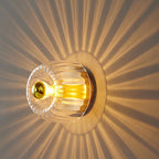 Modern Luxury Glass Sun Shape Full Copper Dual Purpose 1-light Flush Mount Light BulbSquare