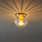 Modern Luxury Glass Sun Shape Full Copper Dual Purpose 1-light Flush Mount Light BulbSquare