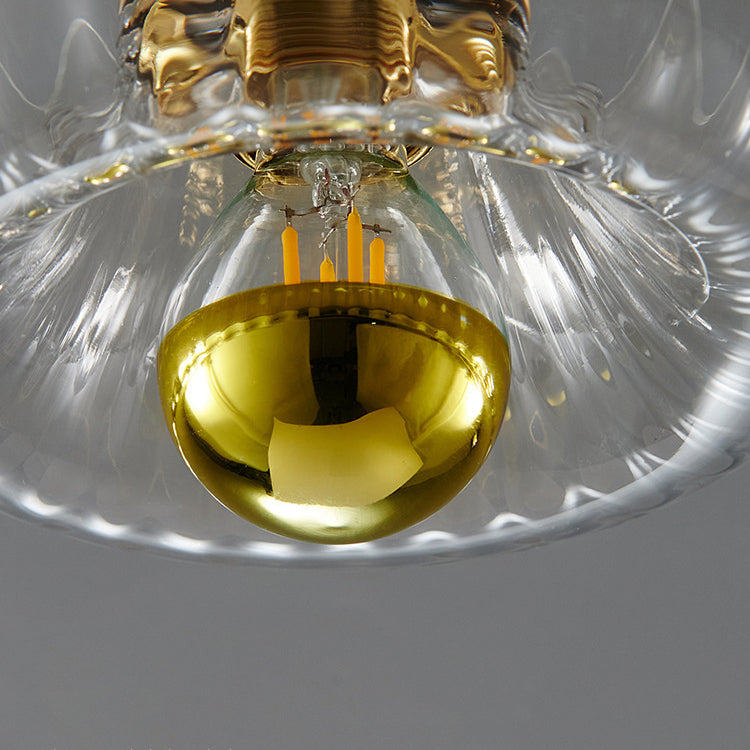 Modern Luxury Glass Sun Shape Full Copper Dual Purpose 1-light Flush Mount Light