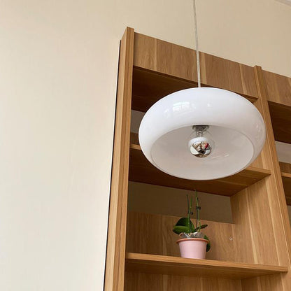 Vintage White / Orange Glass Dome 1-Light Pendant Light