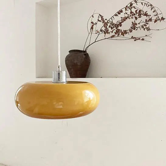 Vintage White / Orange Glass Dome 1-light Pendant Light Lumendat